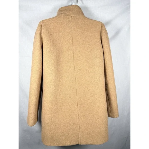 J.Crew Mercantile City Wool Blend Coat Size 8 Camel Tan Funnel Collar - Picture 11 of 13